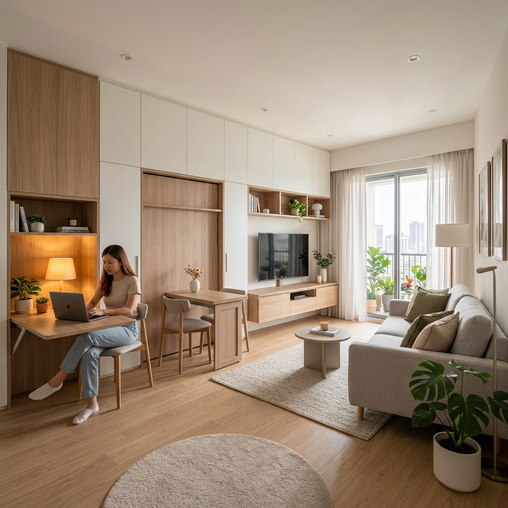 Compact Multi-Functional Living Room